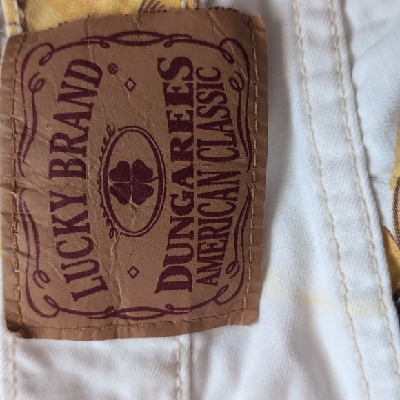 Cropped Lucky Brand Dungarees by Gene Montesano Vintage Sunflowers Size 2 - Picture 9 of 9
